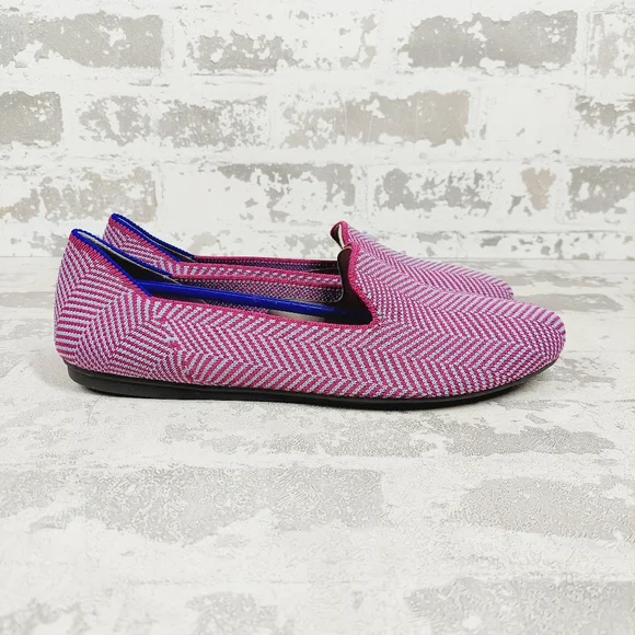 New Rothy's The Loafer Pink/Grey Stripes Slip On Round Toe Loafers E361 - Picture 3 of 8